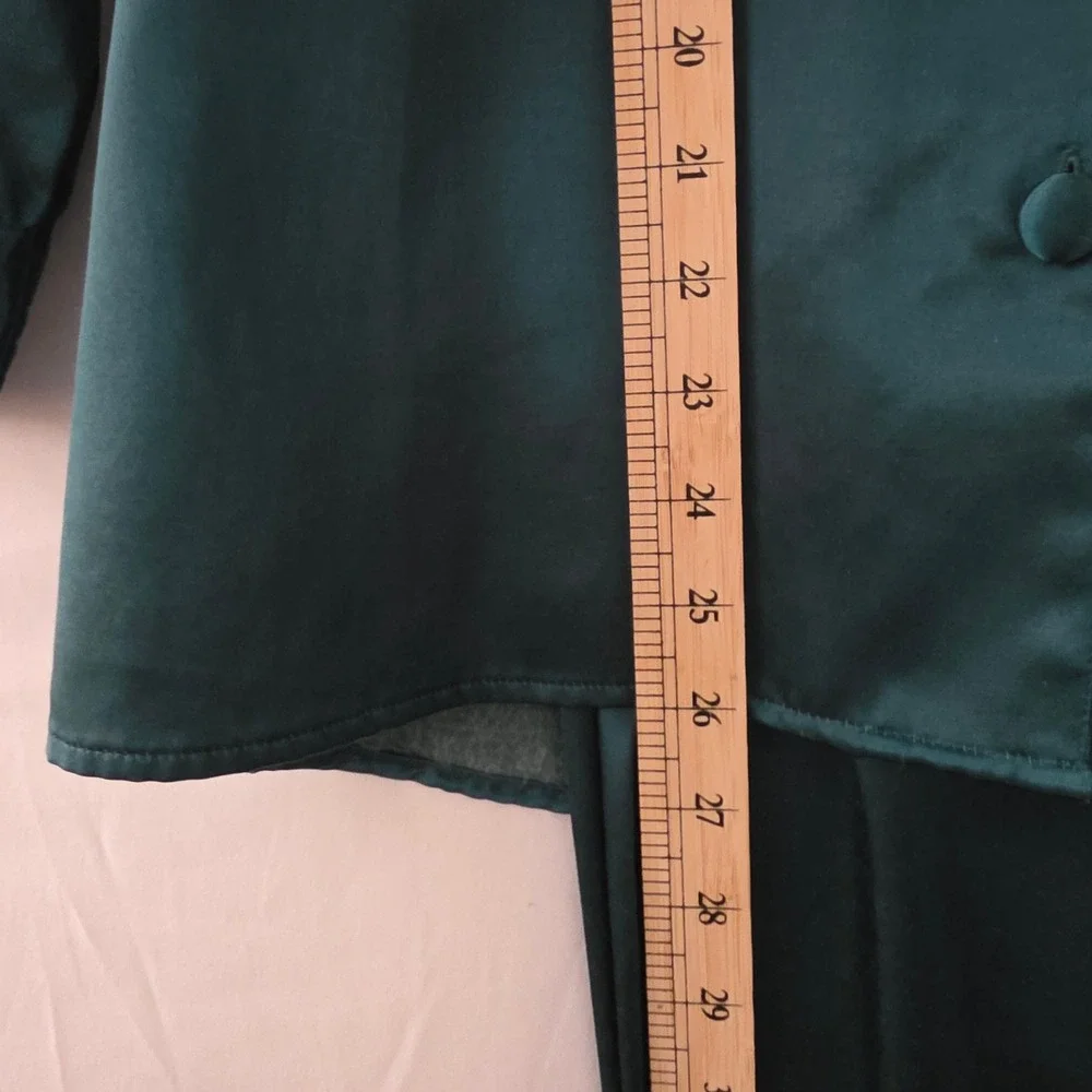 Victoria's Secret VTG Gold Label Emerald Green Satin‎ 3pc Pajama Robe Set Small